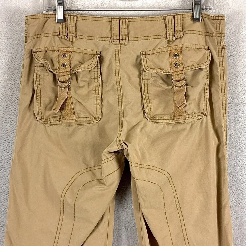 VTG Abercrombie & Fitch Pants Womens 6 Brown Cargo Paratrooper Rave Skate Y2K